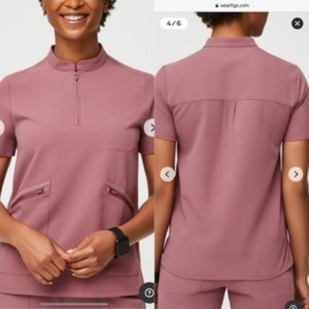 FIGS- Mauve Set: Nata Zip Top (M) Zamora High Waisted M TALL